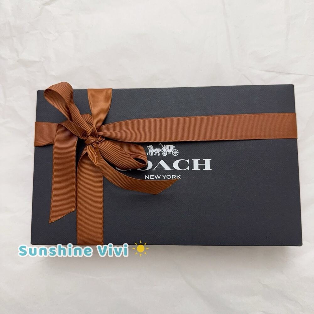 NEW Coach Bundle Black Gift Box 9"×5.5"×2.75" Tissue Sticker & Ribbon